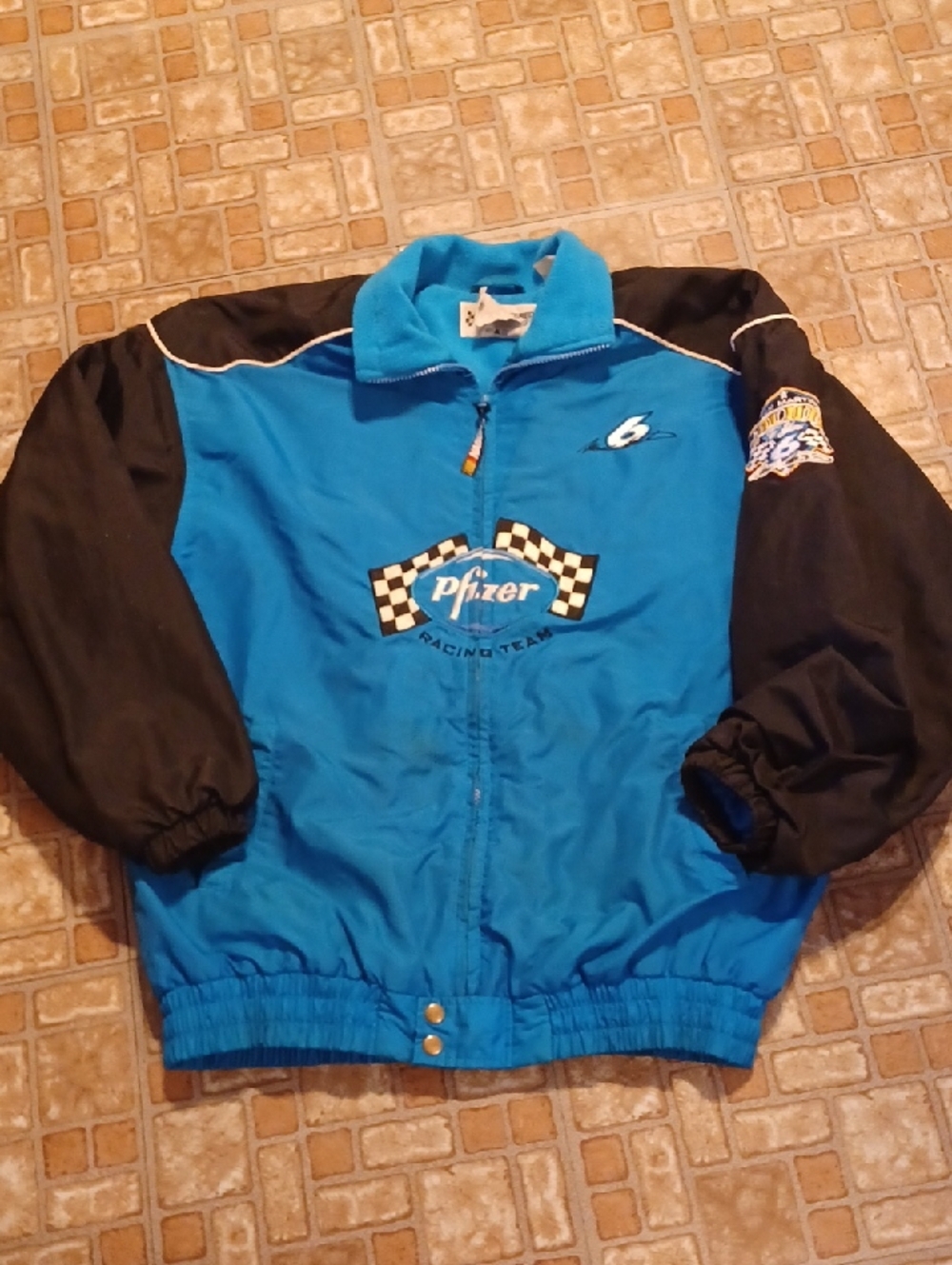 Pfizer Racing Team Blue and Black Zip Jacket Vinage Nascar Mark Martin